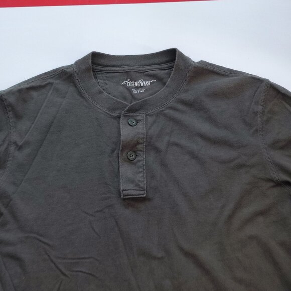 Eddie Bauer Legend Wash T-shirt men's size L green long sleeve button up neck - Picture 2 of 12